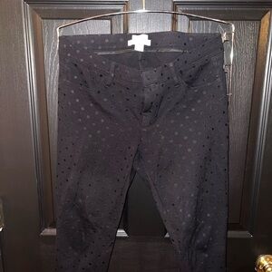 J. Crew Men's Black Pants with Polka Dot Pattern